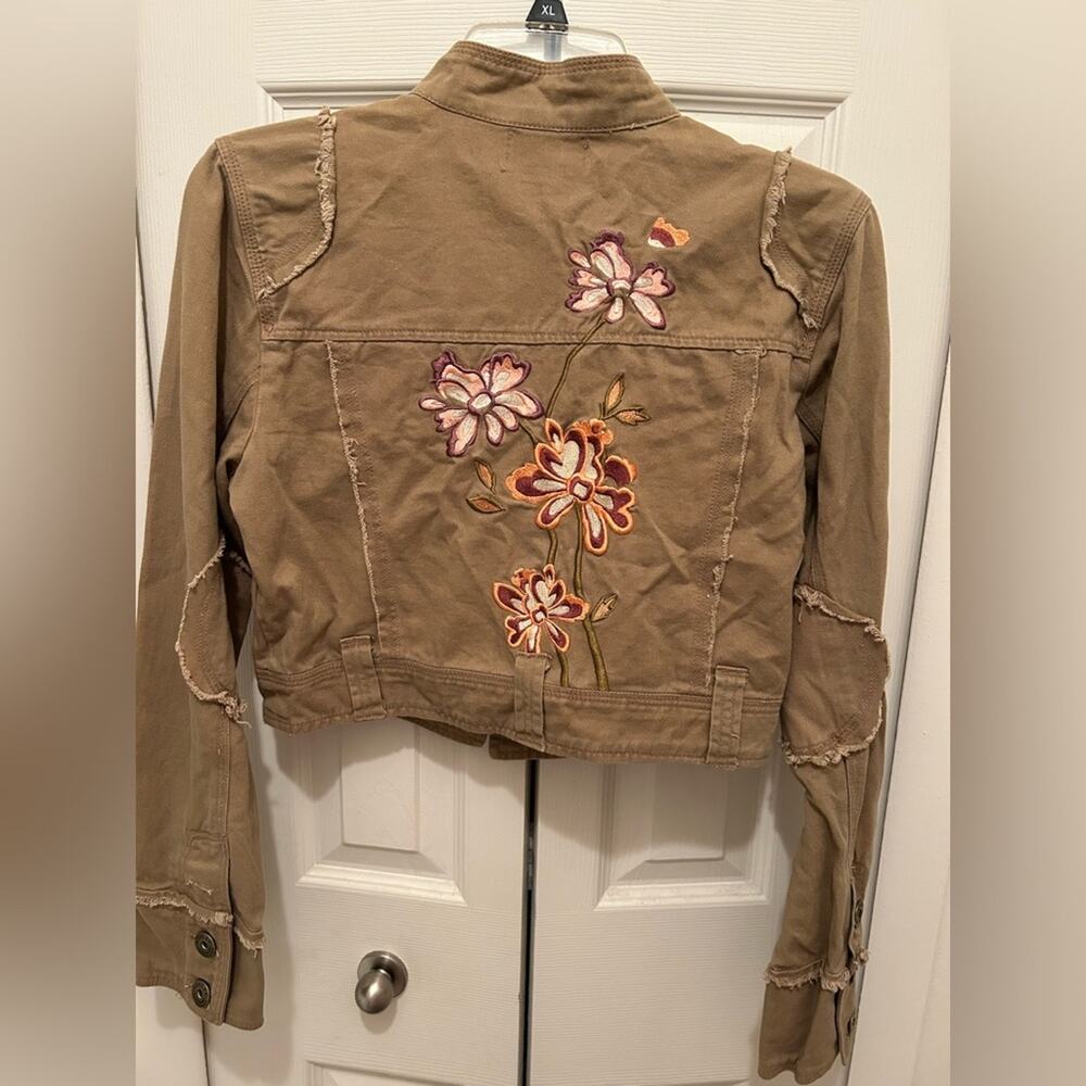 Ashley by 26 international Camel Color Jacket Floral Embroidery Size L